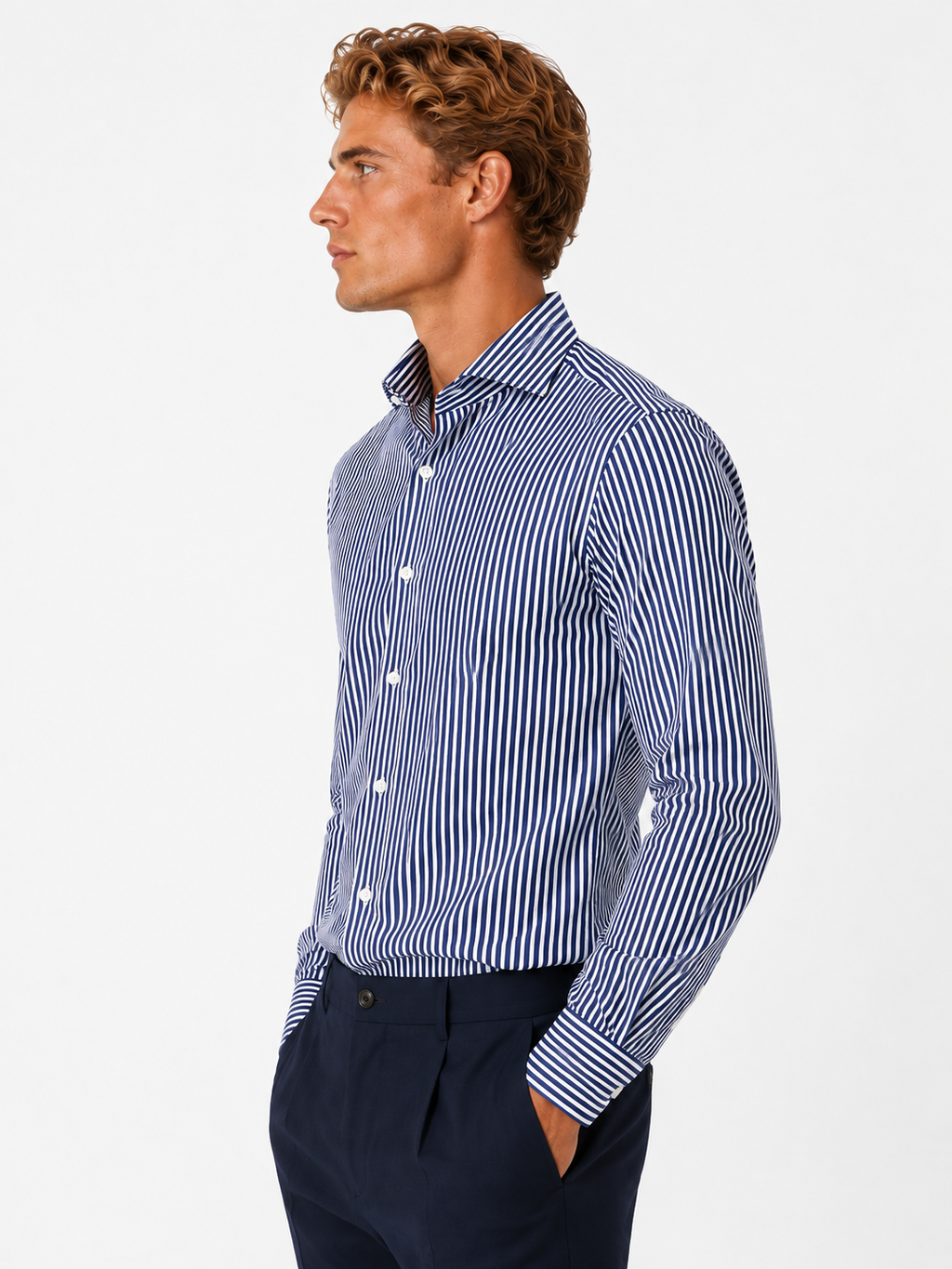 Camicia righe piccole collo italiano
