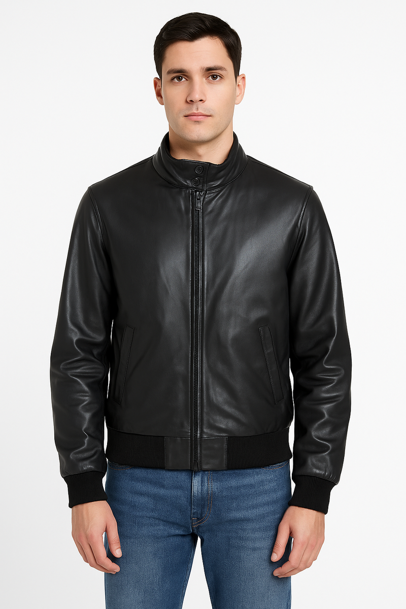 Bomber in ecopelle con zip