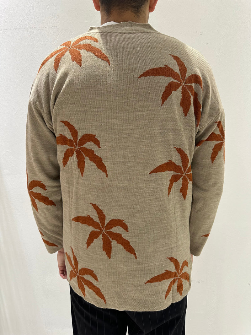 CARDIGAN CON BOTTONI E FANTASIA PALME