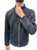 BIKER IN CAMOSCIO CON ZIP