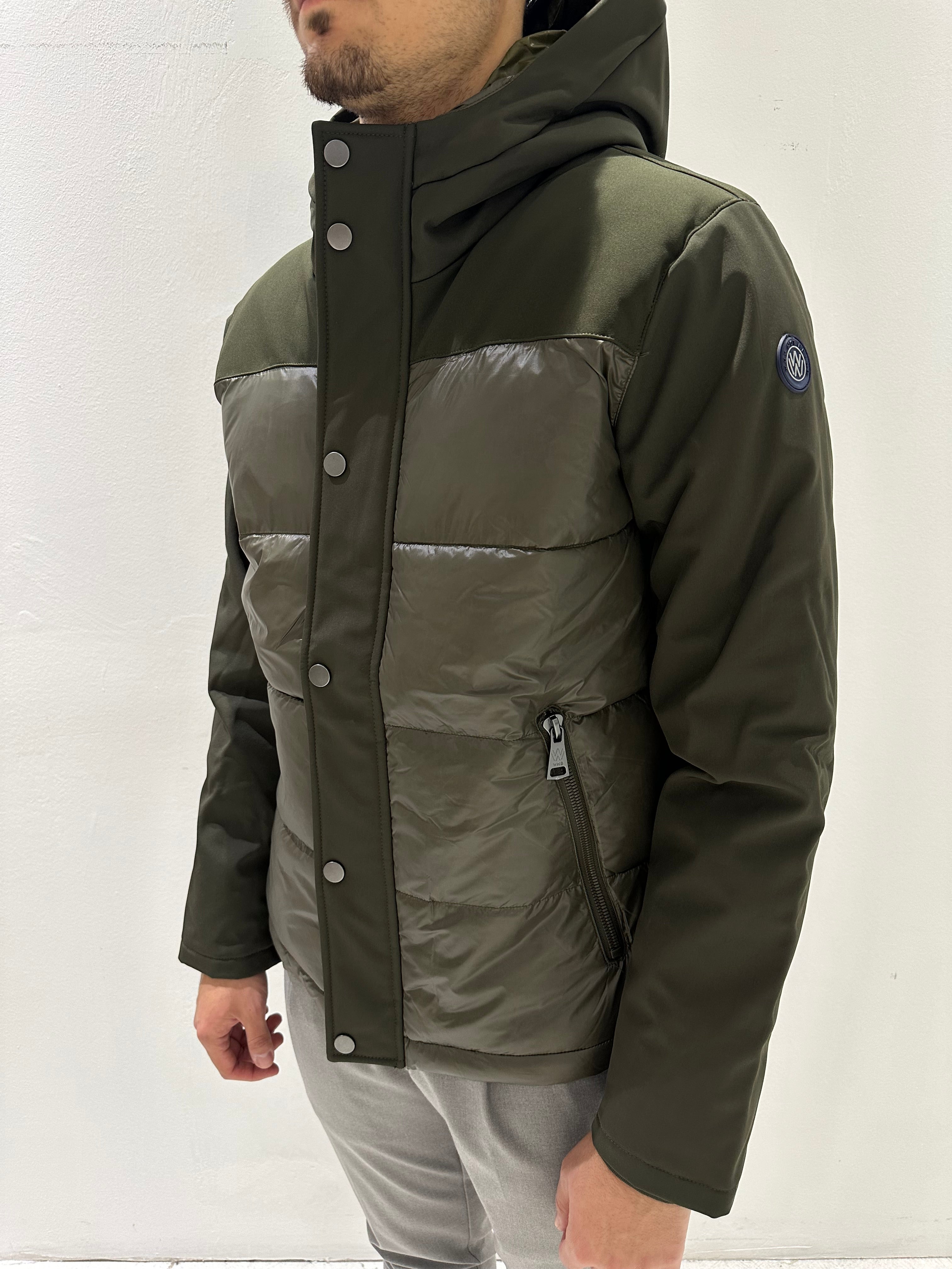 GIUBBOTTO DOPPIO TESSUTO SOFTSHELL E PIUMINO