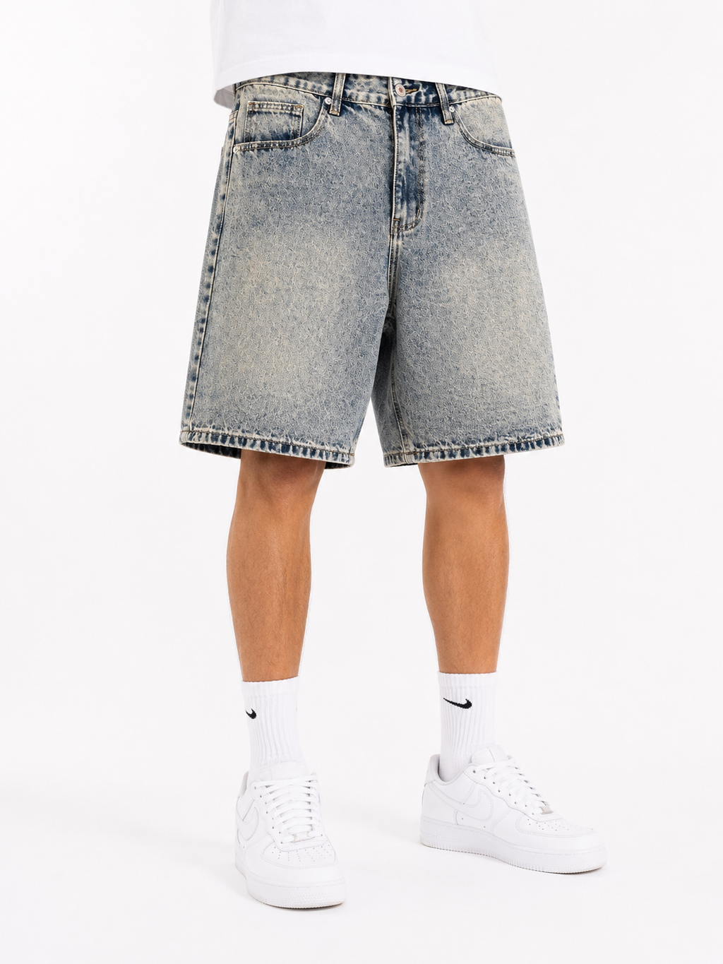 Bermuda in jeans sabbiato baggy fit