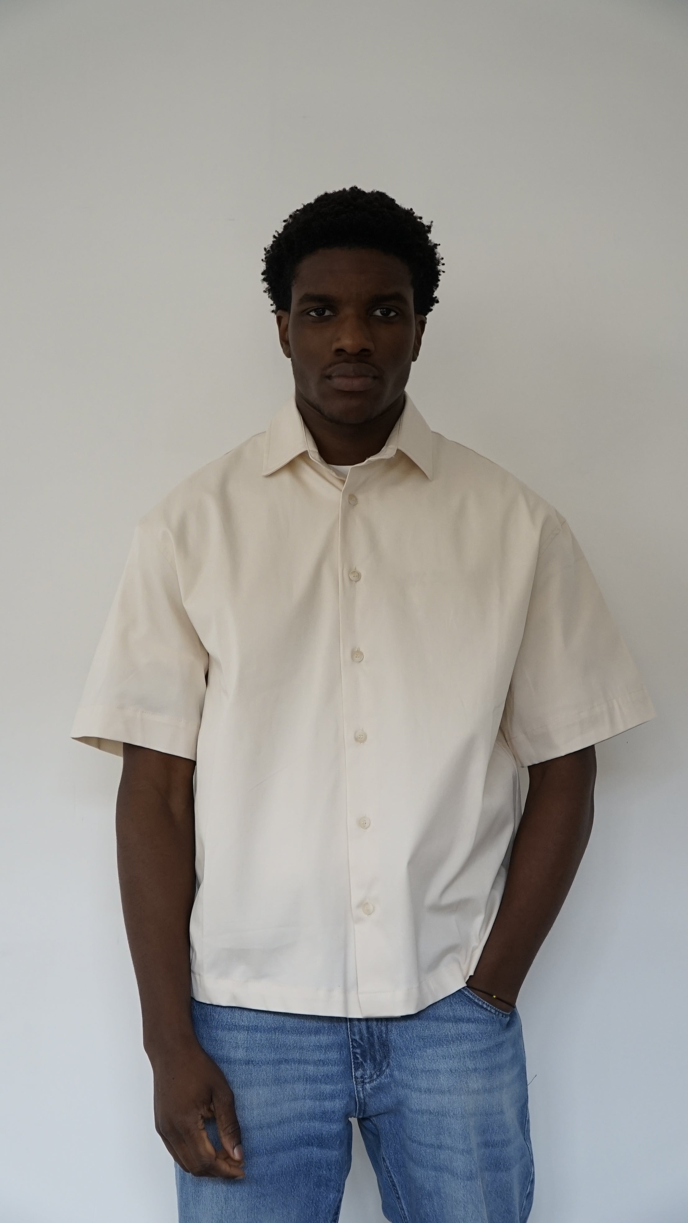 CAMICIA MEZZA MANICA MARINE IN COTONE