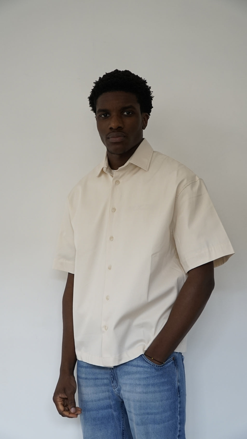 CAMICIA MEZZA MANICA MARINE IN COTONE