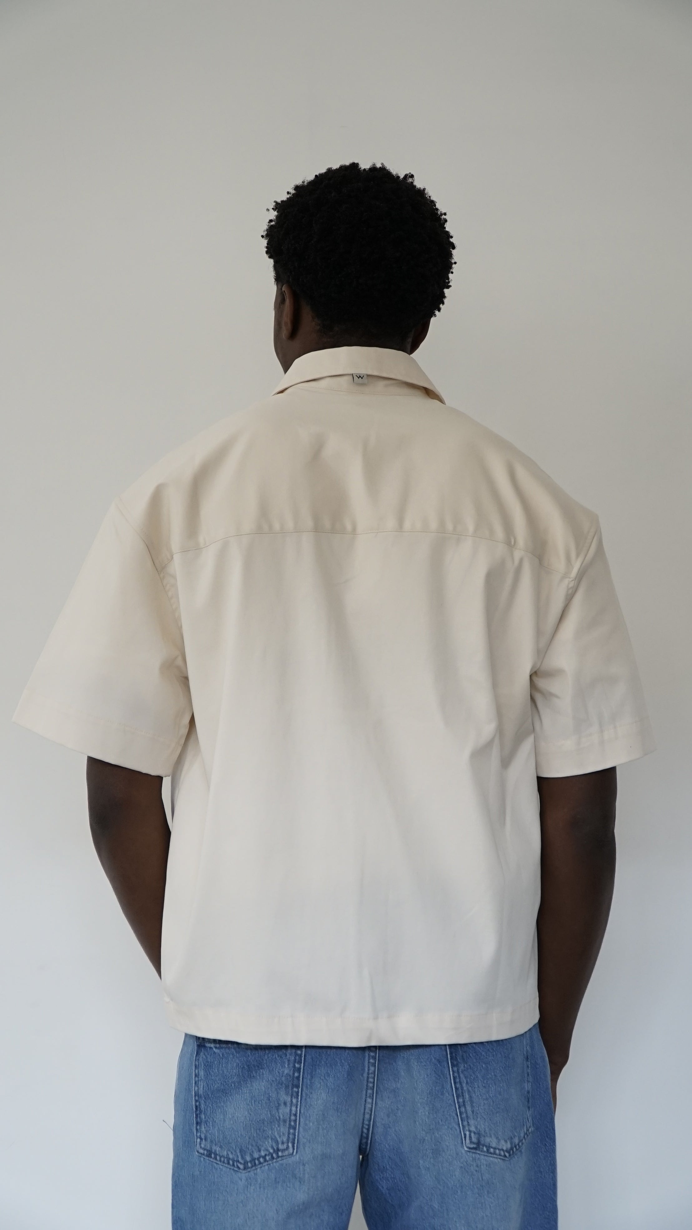 CAMICIA MEZZA MANICA MARINE IN COTONE