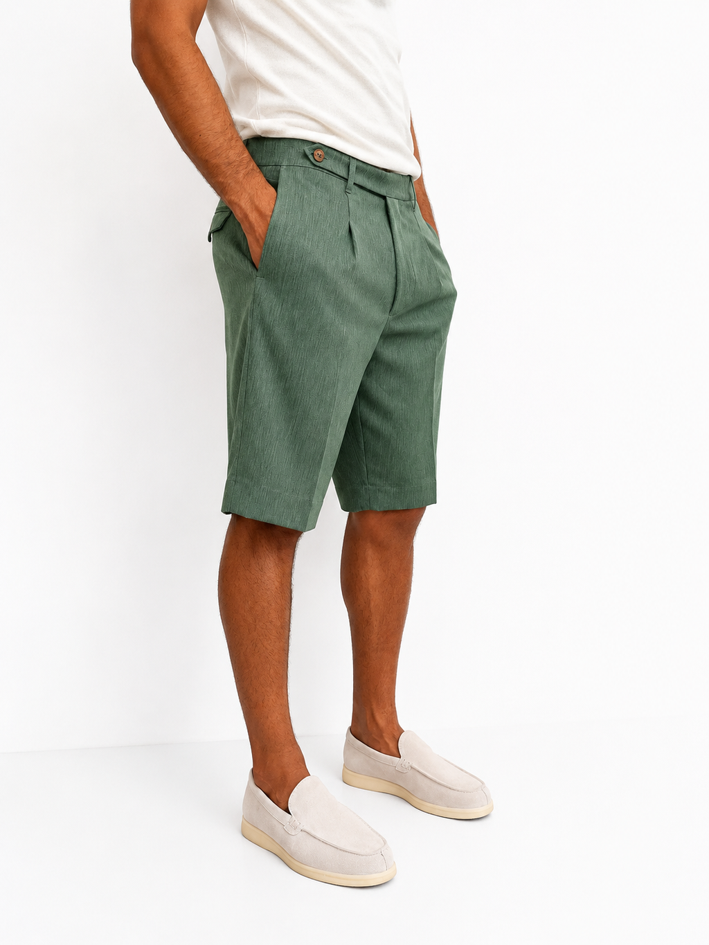 BERMUDA IN MISTO LINO VERDE
