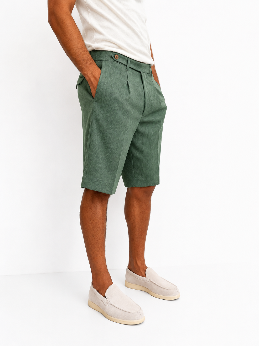 BERMUDA IN MISTO LINO VERDE