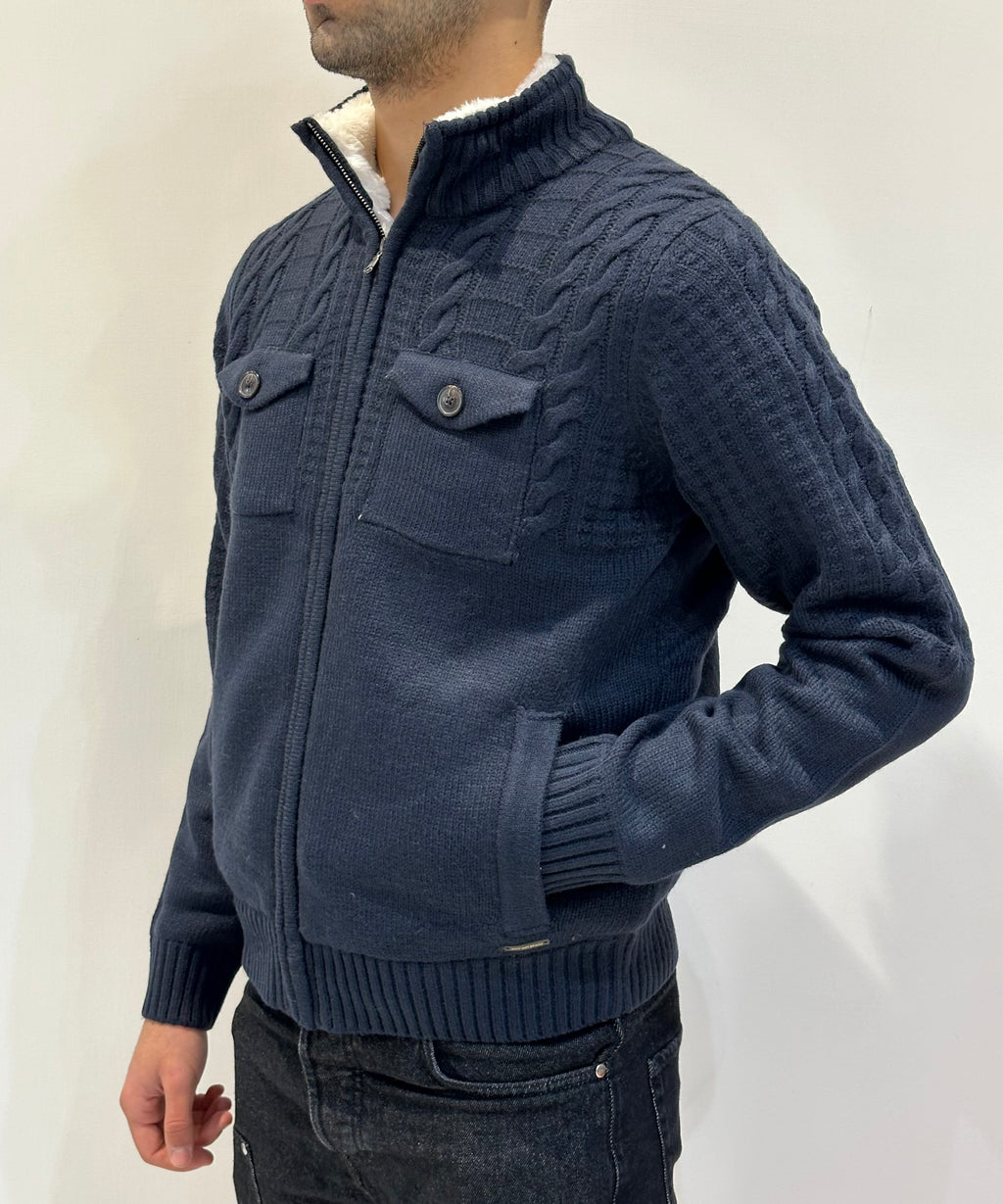MAGLIONE CON ZIP INTERNI IN PELLICCIA