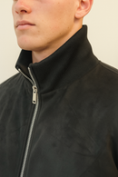 Bomber in camoscio con zip