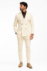 Abiti Doppiopetto gessato beige