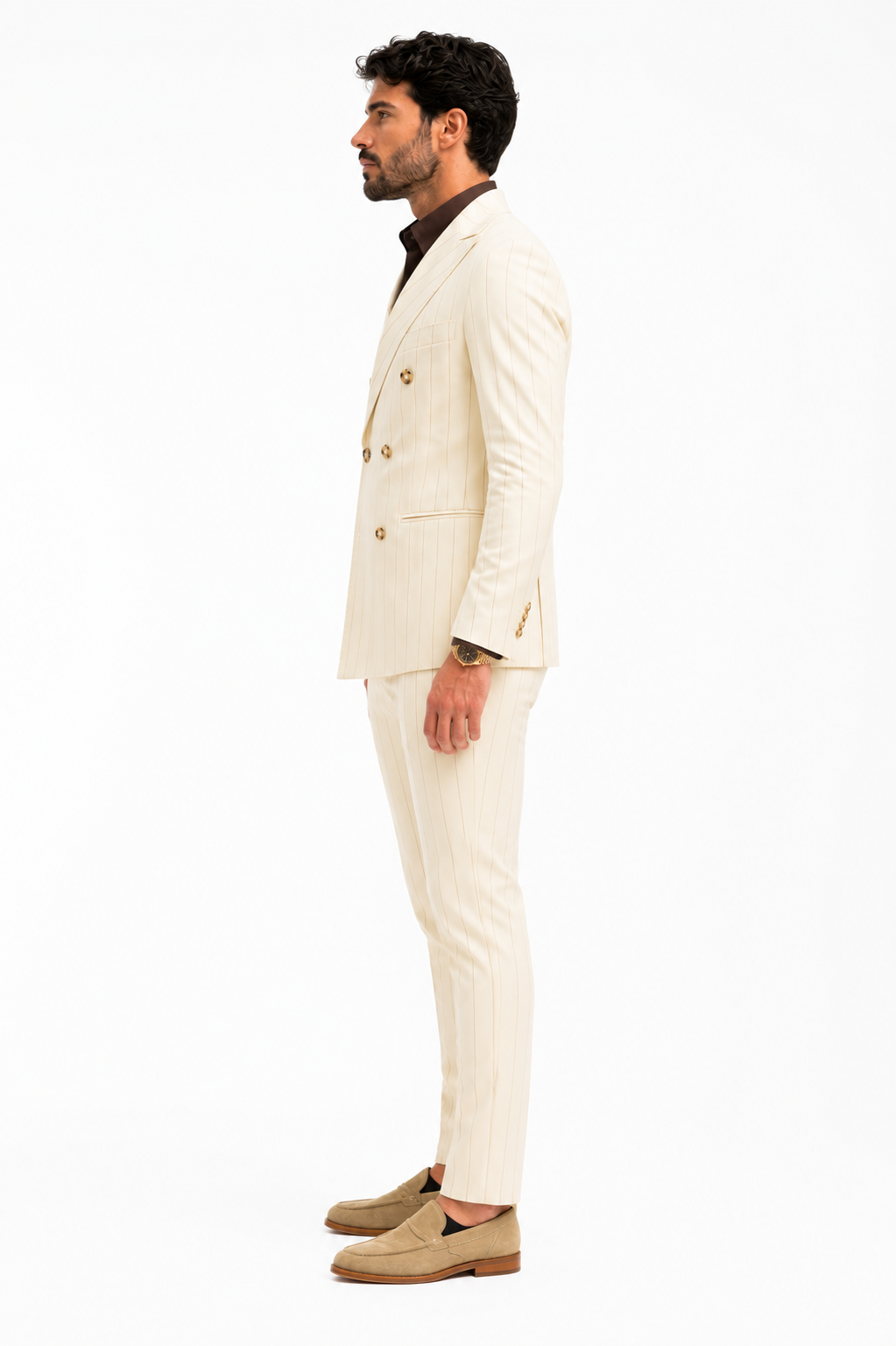 Abiti Doppiopetto gessato beige