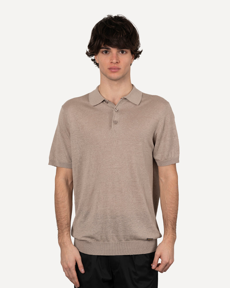 Polo tre bottoni misto lino