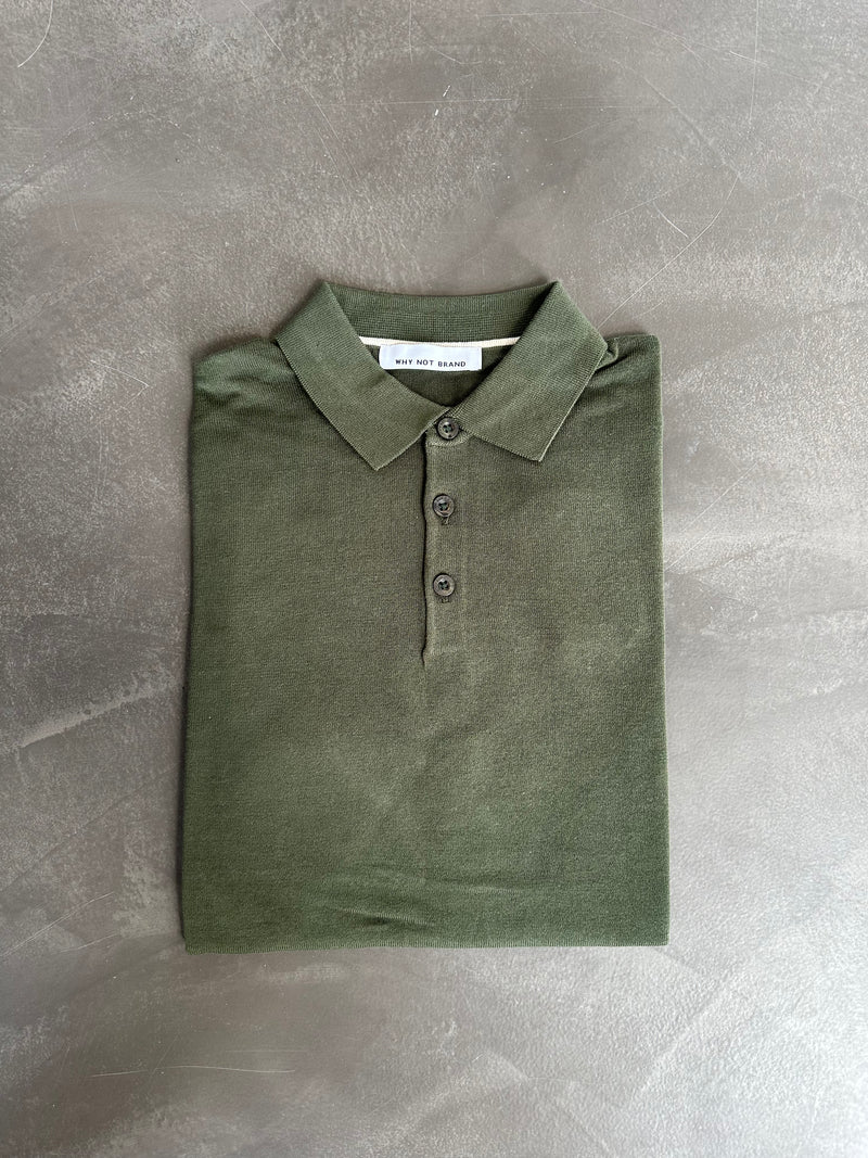 Polo tre bottoni misto lino