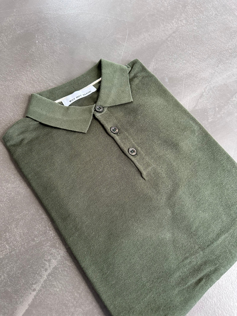 Polo tre bottoni misto lino