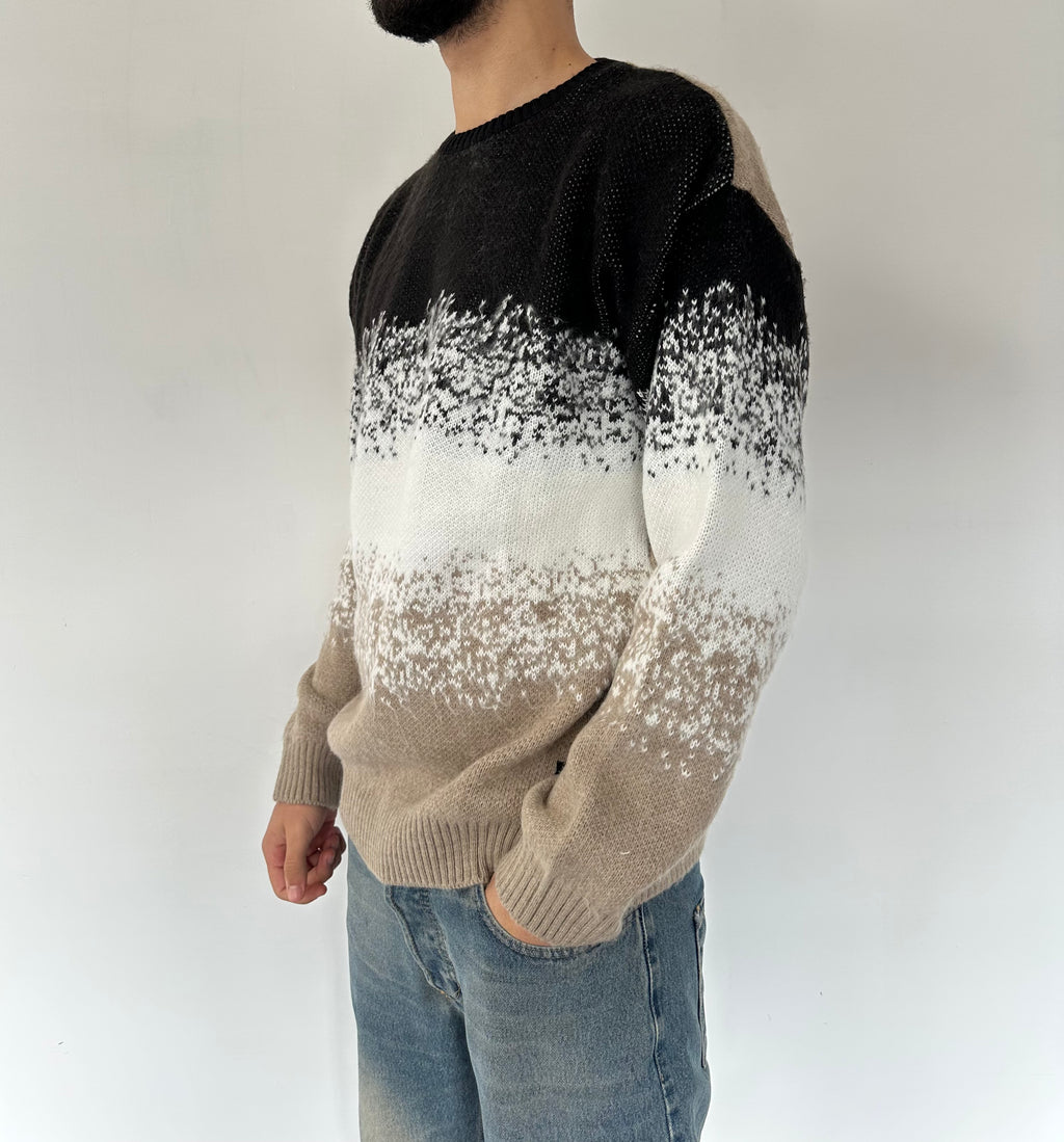 MAGLIONE GIROCOLLO CON FANTASIA SFUMATURE