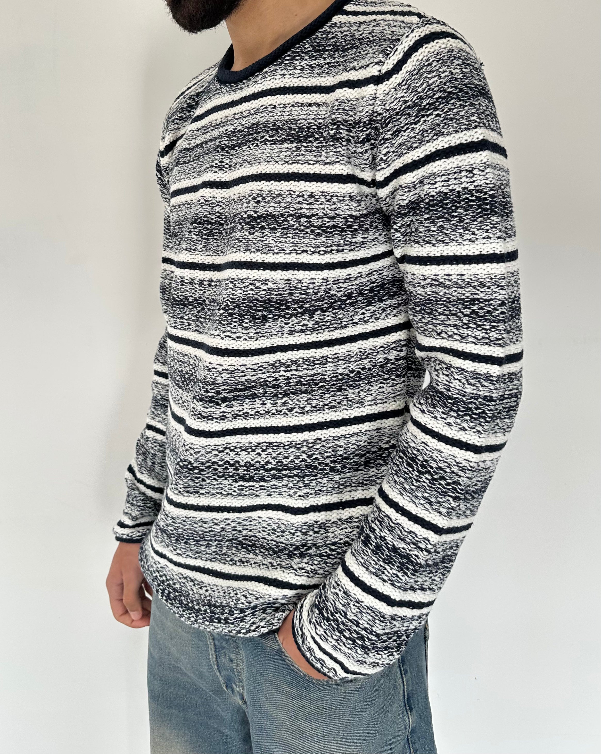 MAGLIONE SOLID FANTASIA BLACK AND WHITE