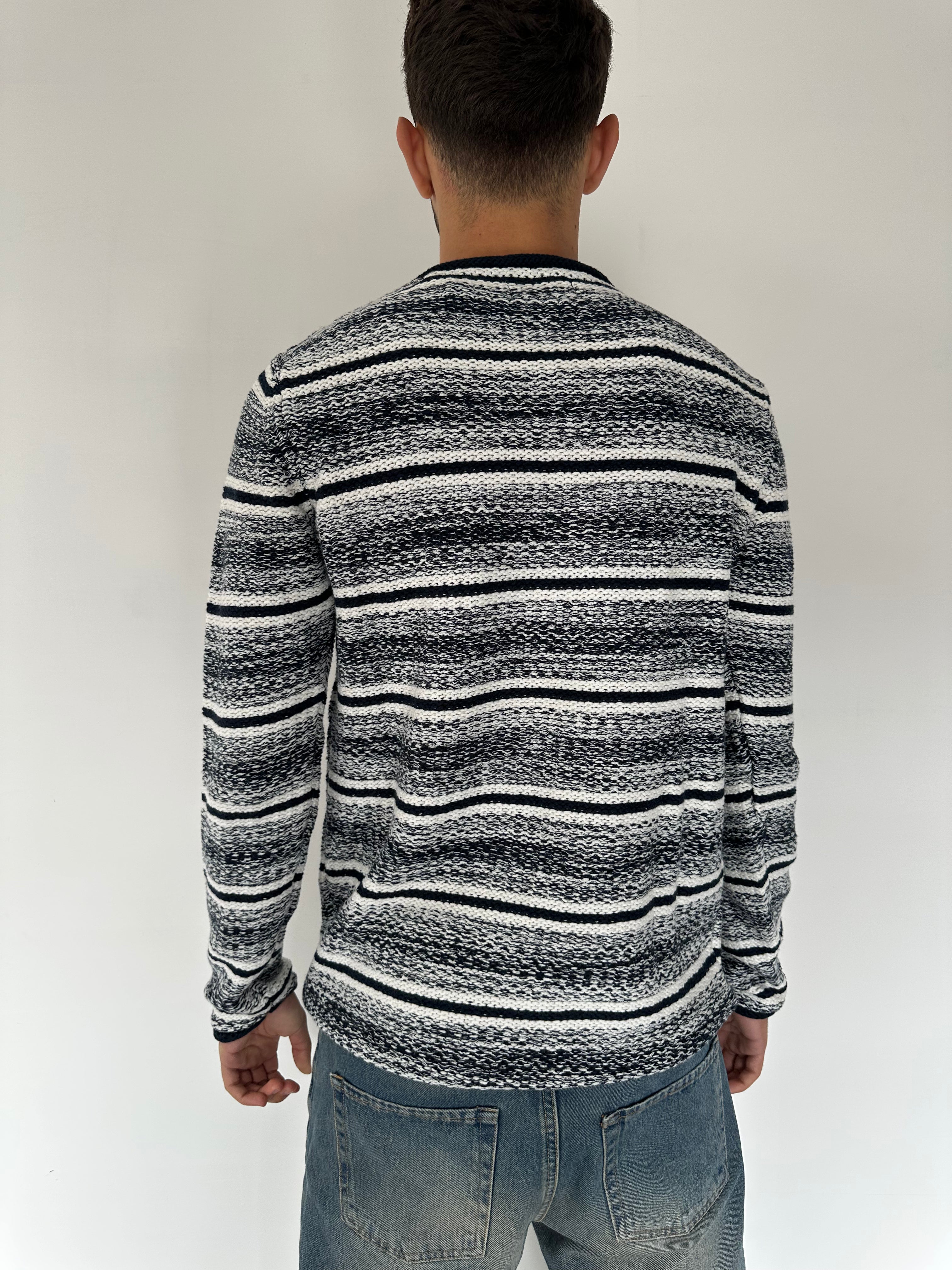 MAGLIONE SOLID FANTASIA BLACK AND WHITE