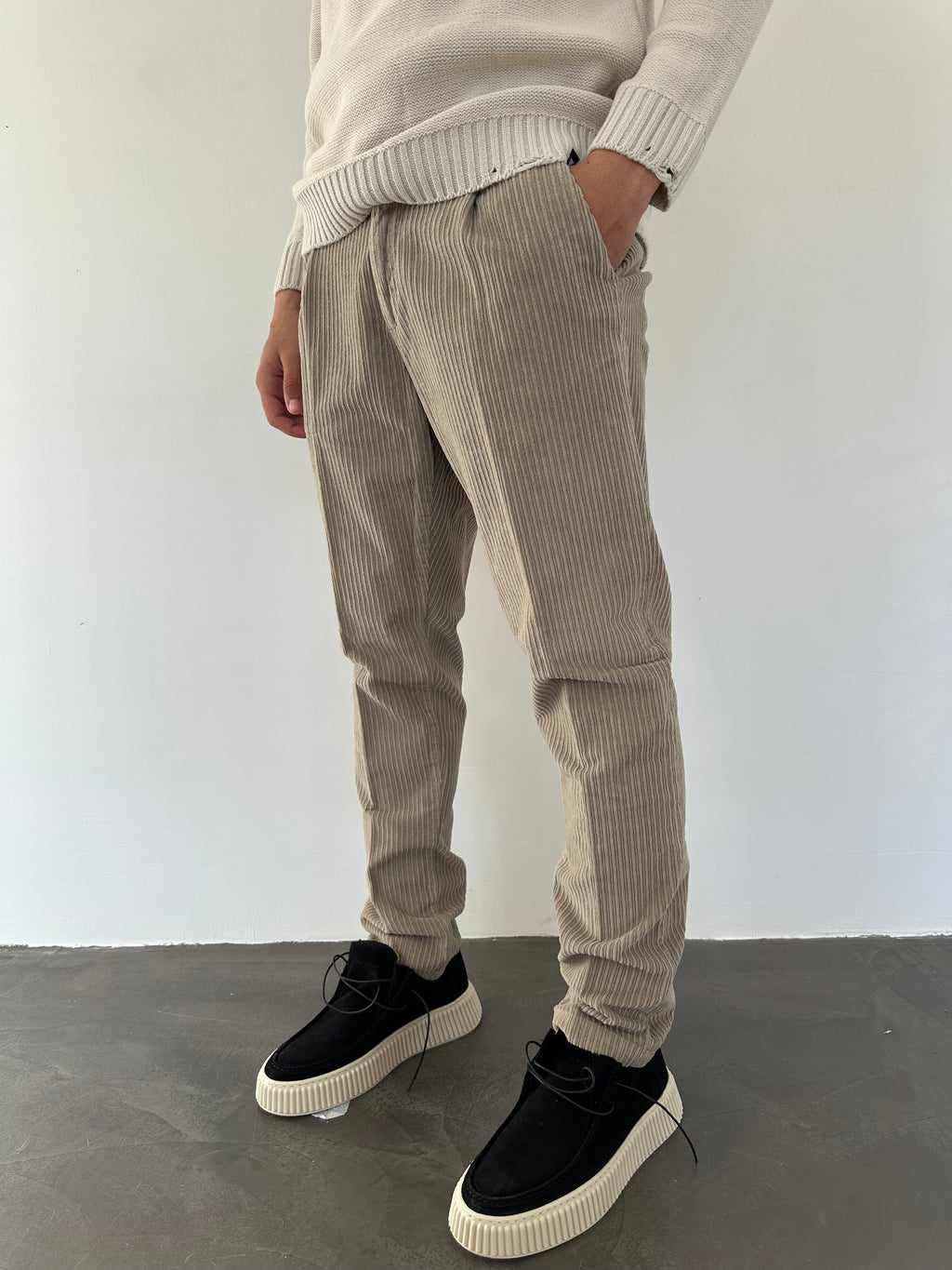 PANTALONE NEWMAN VELVET Why Not Brand PANNA BEIGE