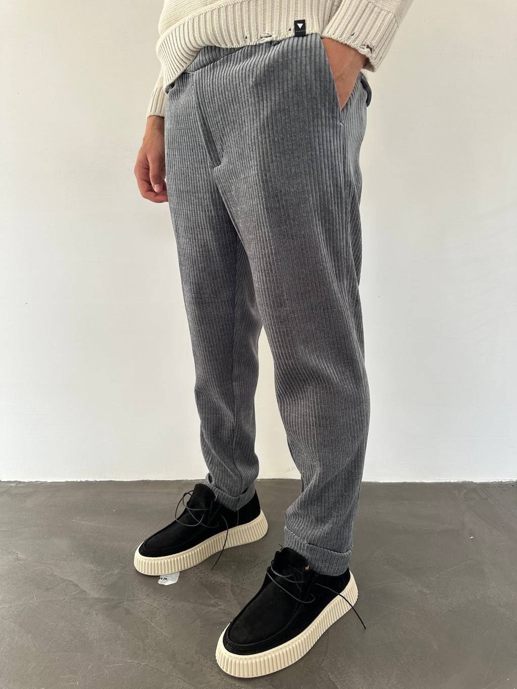 PANTALONE NEWMAN VELVET Why Not Brand GRIGIO