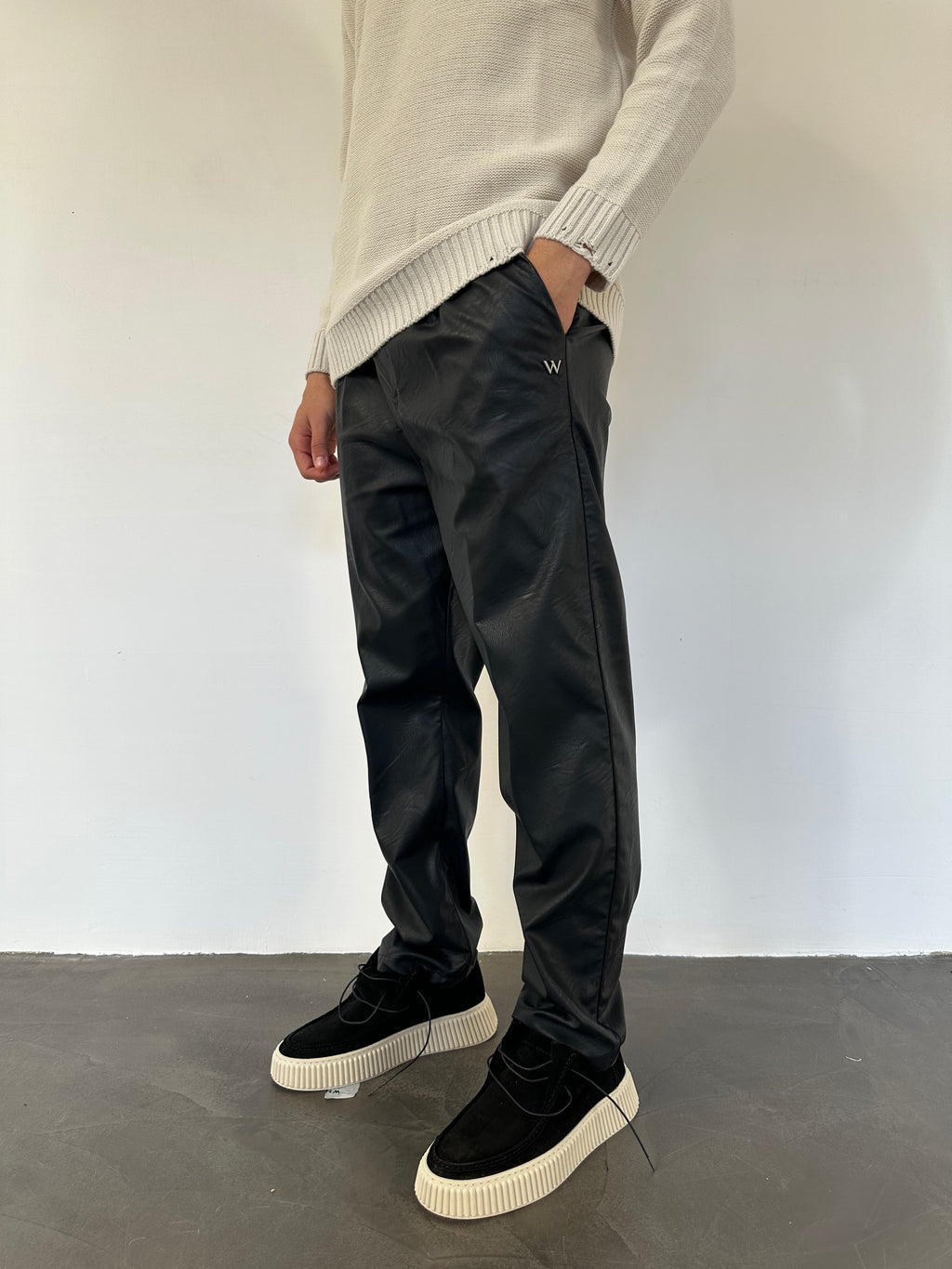 PANTALONE LEATHER NERO