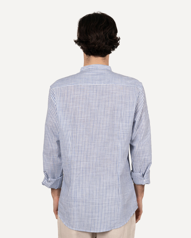 Camicia collo coreano con righe grandi