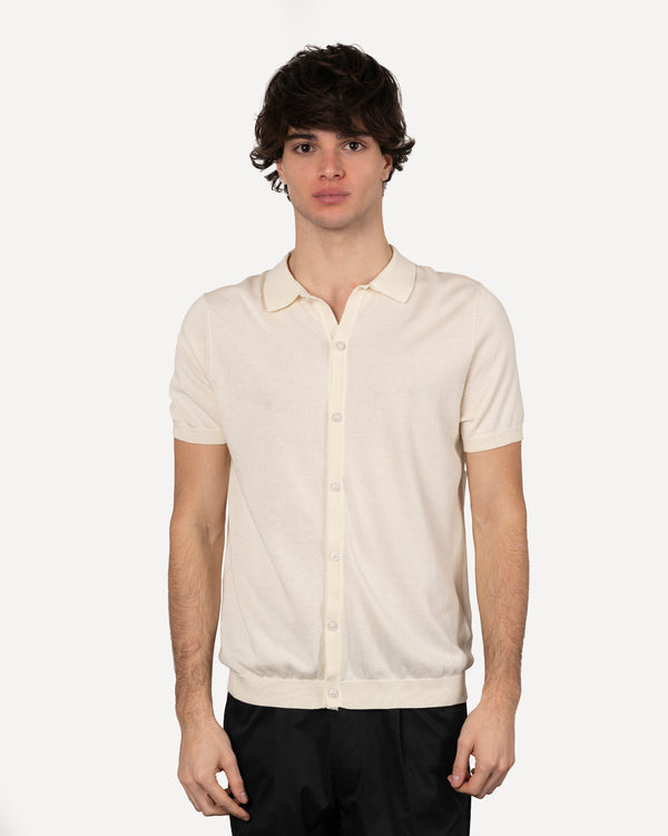 Polo a cardigan con bottoni in filo