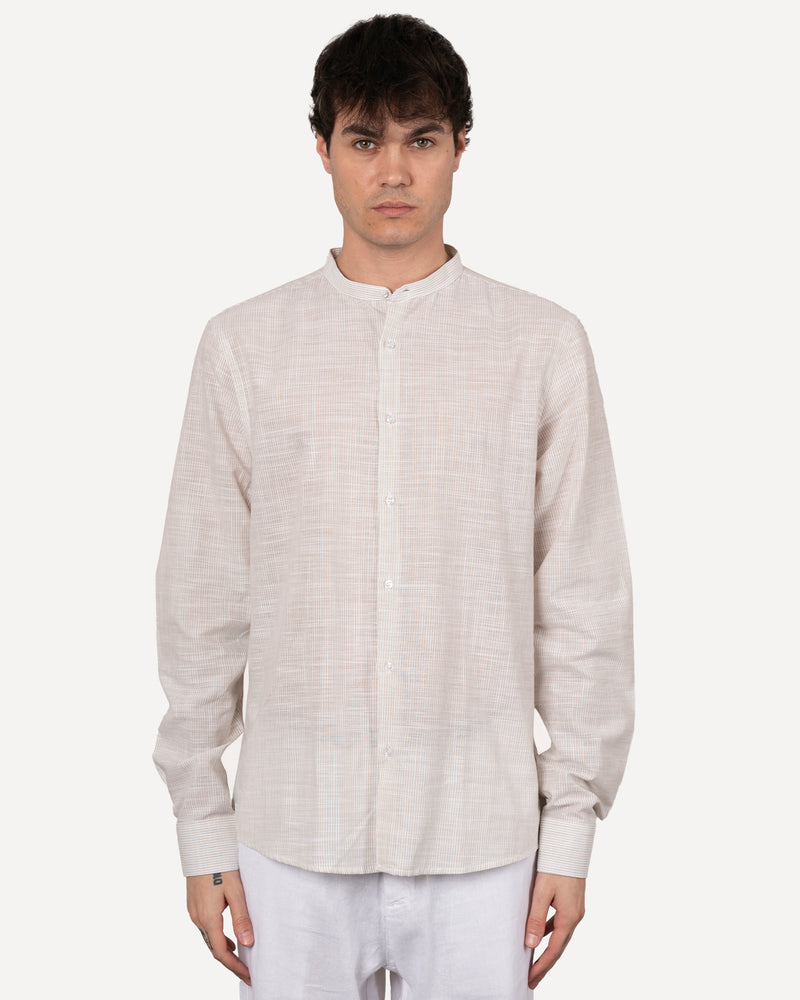 Camicia collo coreano con riga stretta