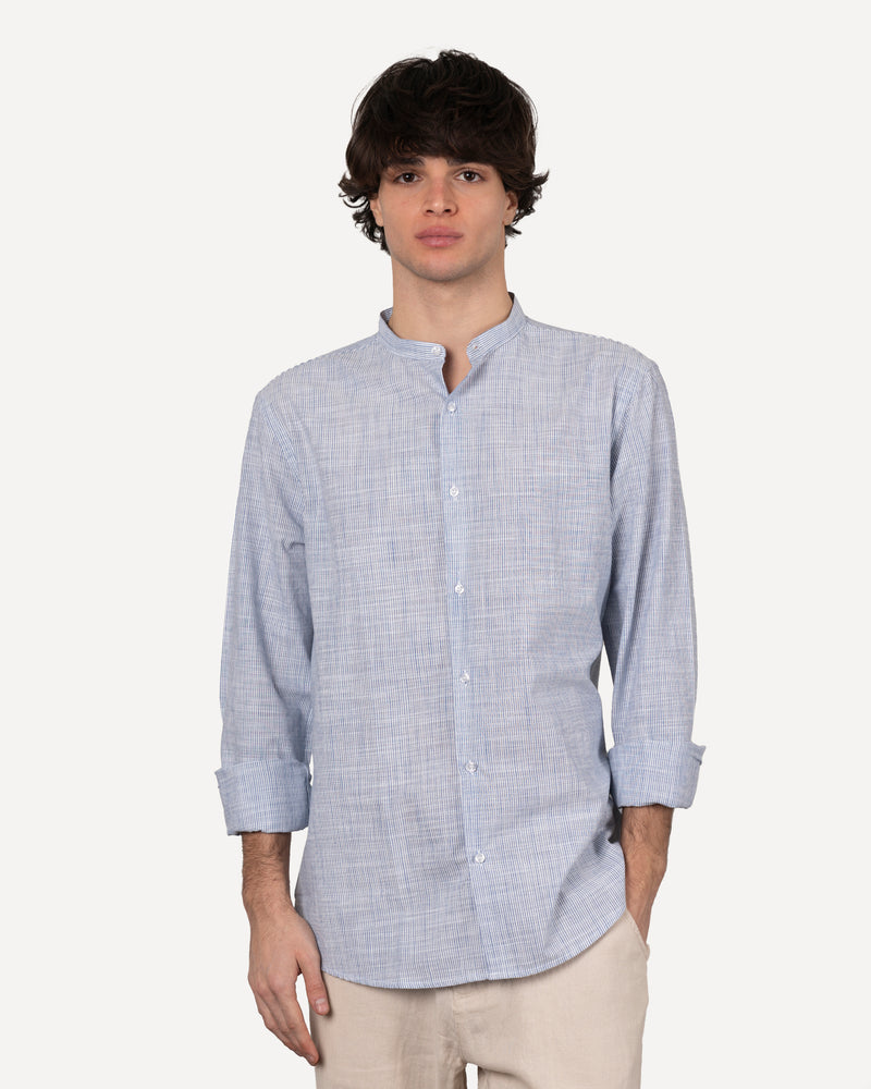 Camicia collo coreano con riga stretta