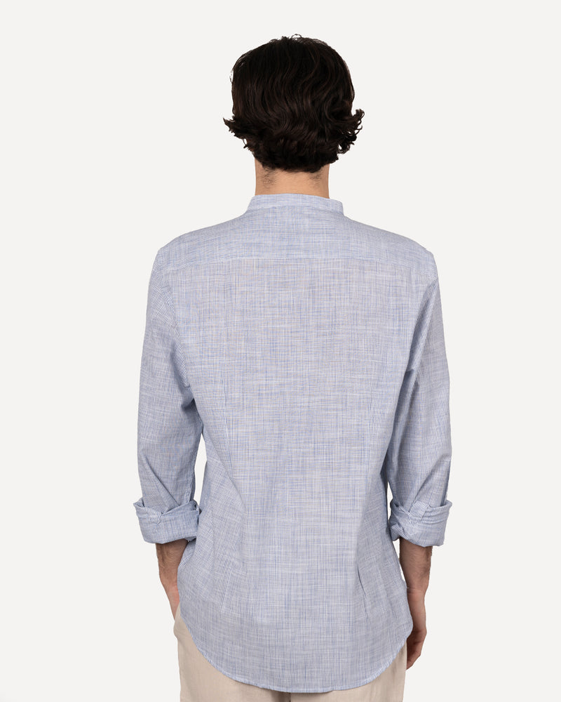 Camicia collo coreano con riga stretta