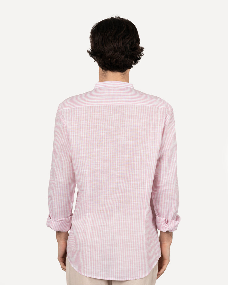 Camicia collo coreano con righe grandi