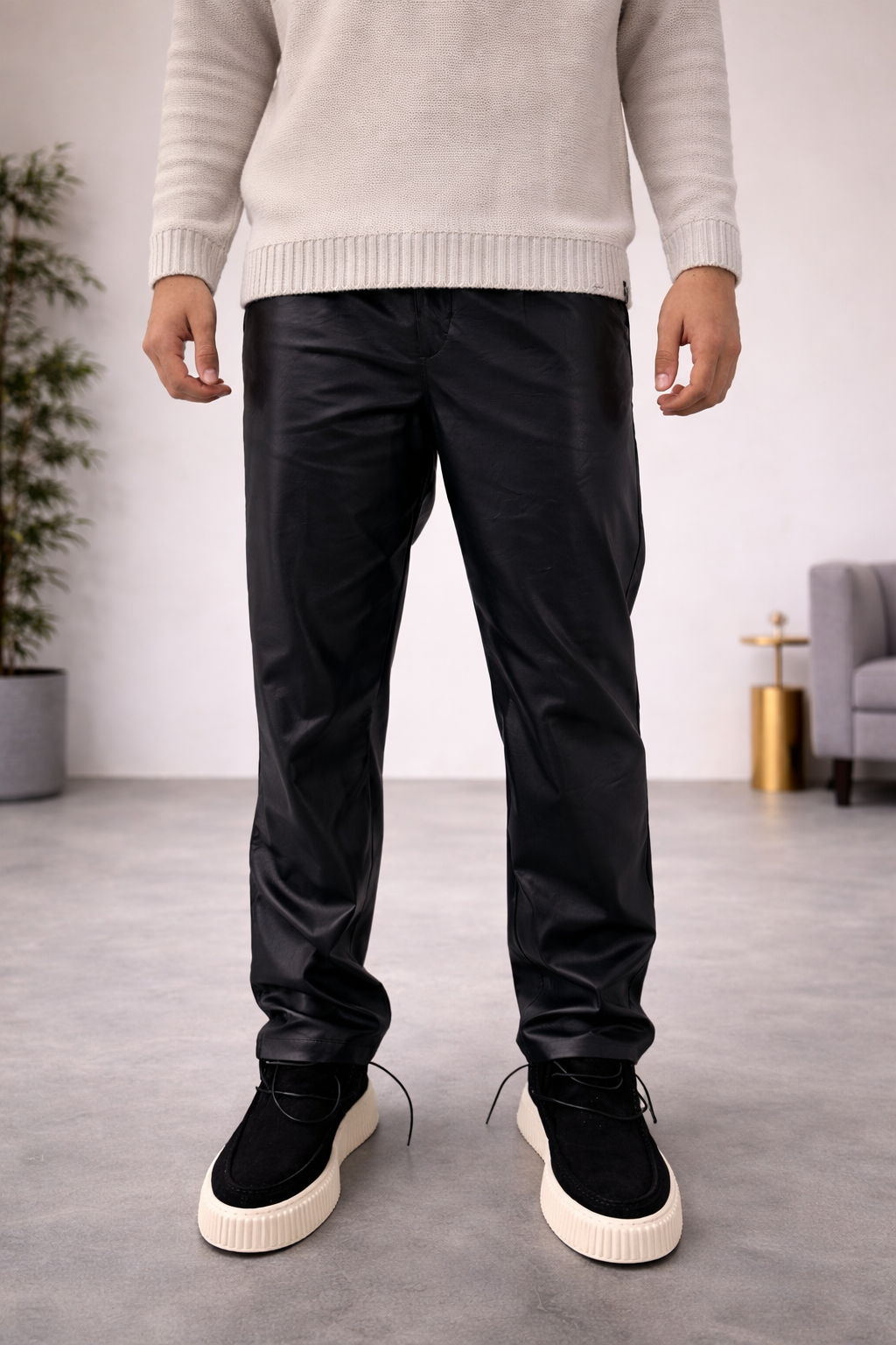 PANTALONE LEATHER NERO