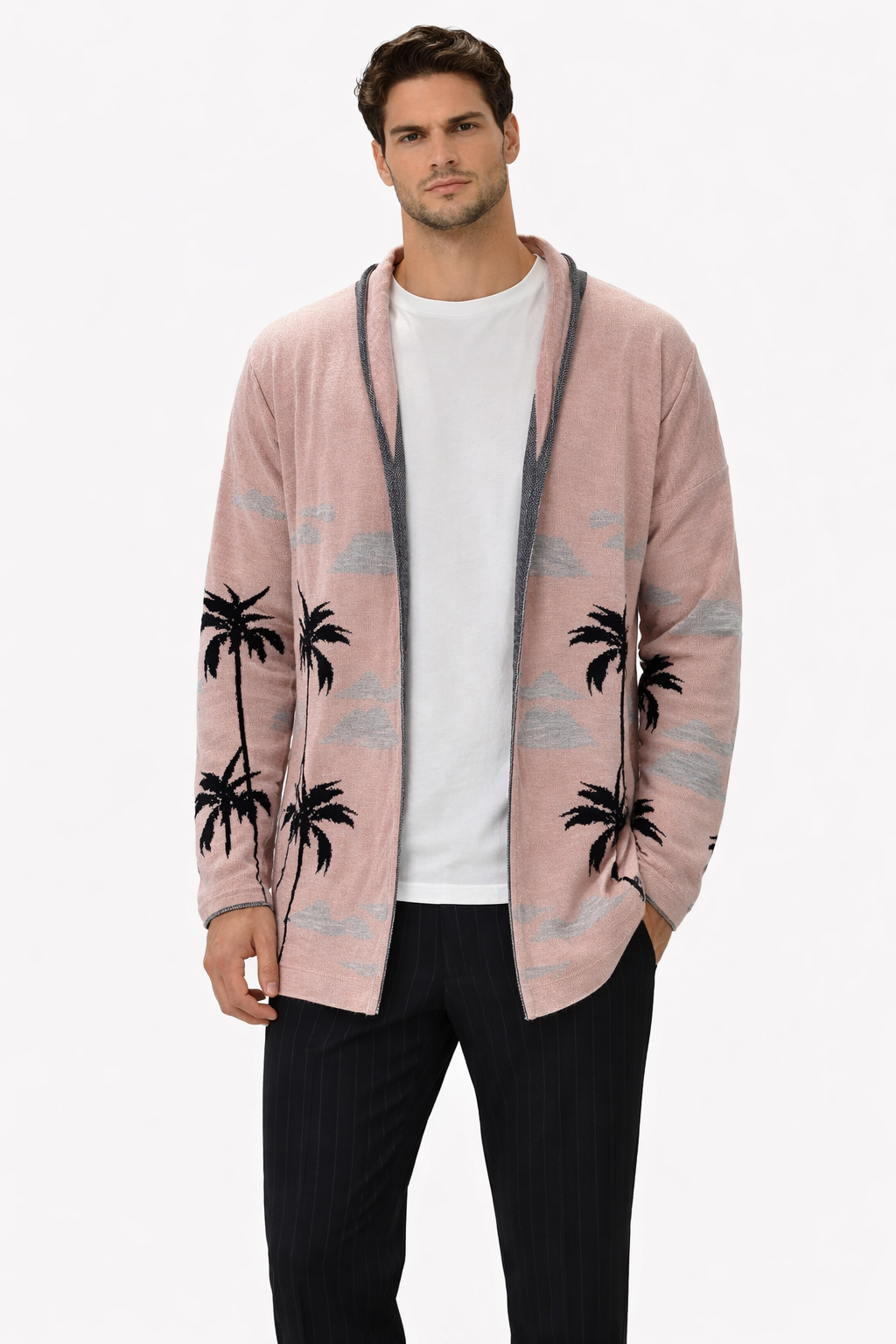 CARDIGAN CON PALME SENZA CHIUSURA