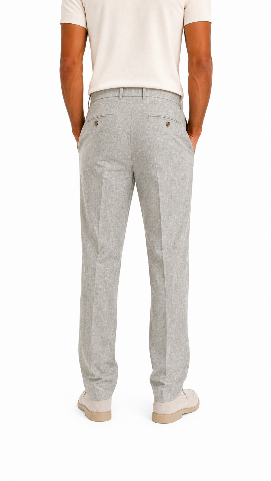 PANTALONE IN MISTO LINO GRIGIO