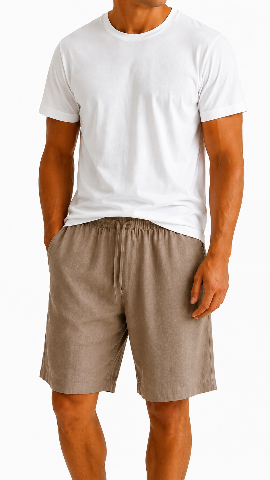 PANTALONCINO BEIGE 100% LINO