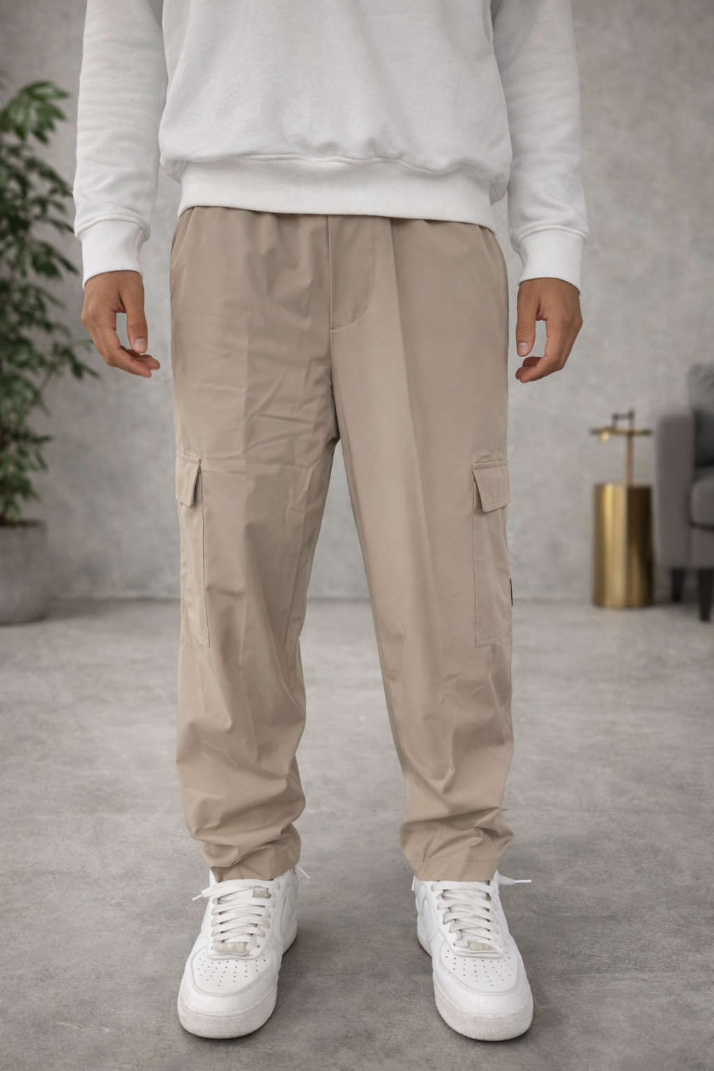 PANTALONE CON TASCONI RUBBER TESSUTO TECNICO Why Not Brand BEIGE