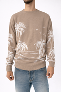 MAGLIONE GIROCOLLO SABBIA CON FANTASIA PALME