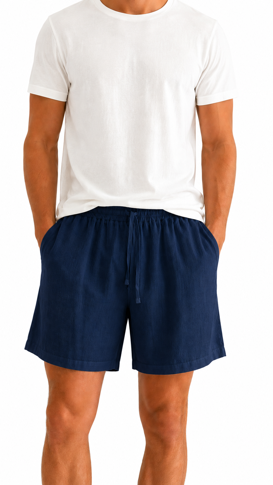 PANTALONCINO BLU 100% LINO