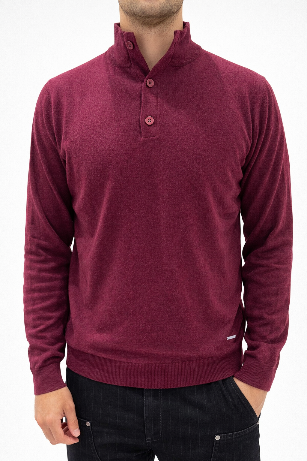 MAGLIONE MEZZO COLLO CON BOTTONI MISTO CACHEMIRE