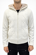 MAGLIONE CON ZIP E PELLICCIA INTERNA CON CAPPUCCIO