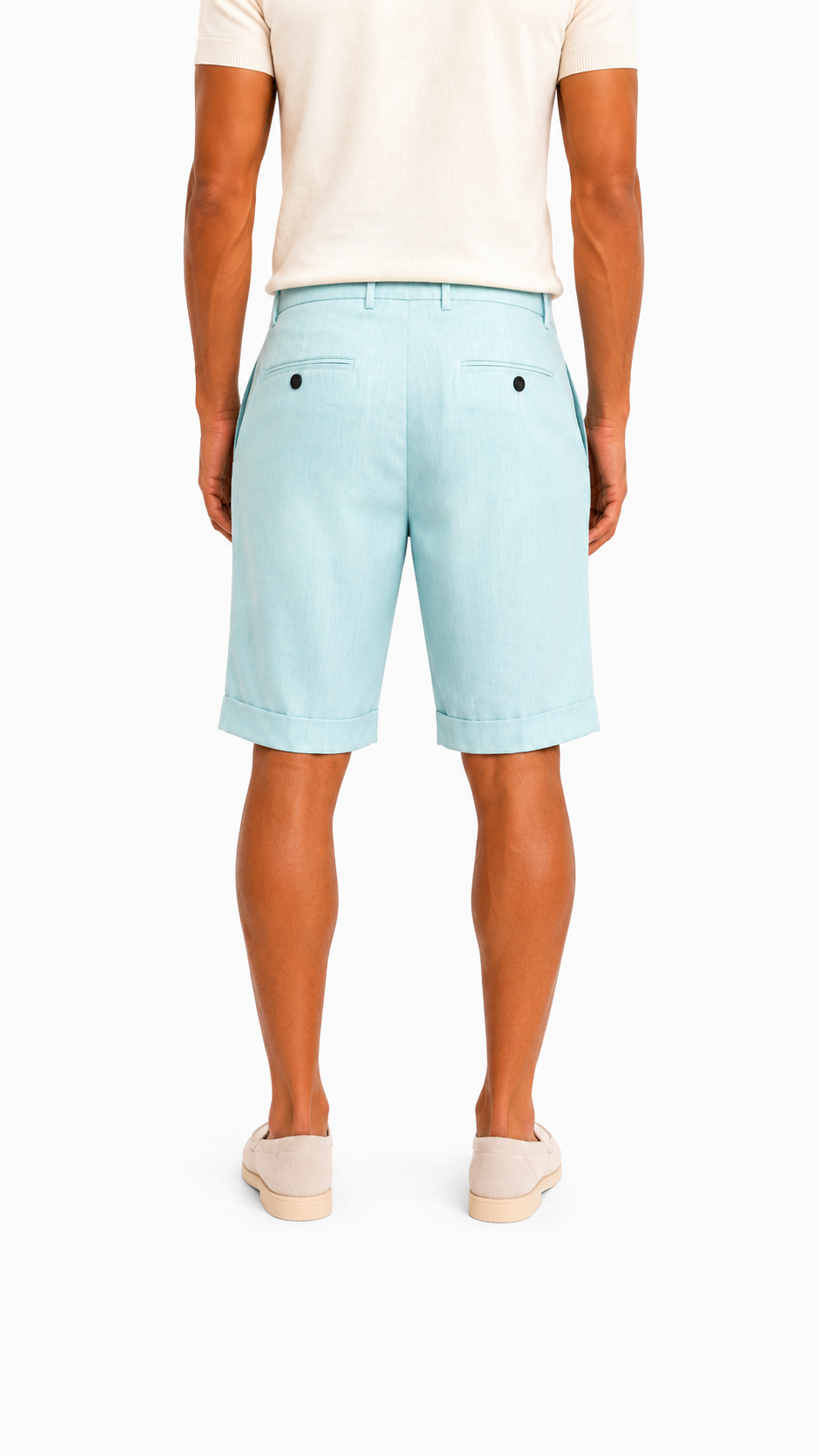 BERMUDA IN MISTO LINO CELESTE