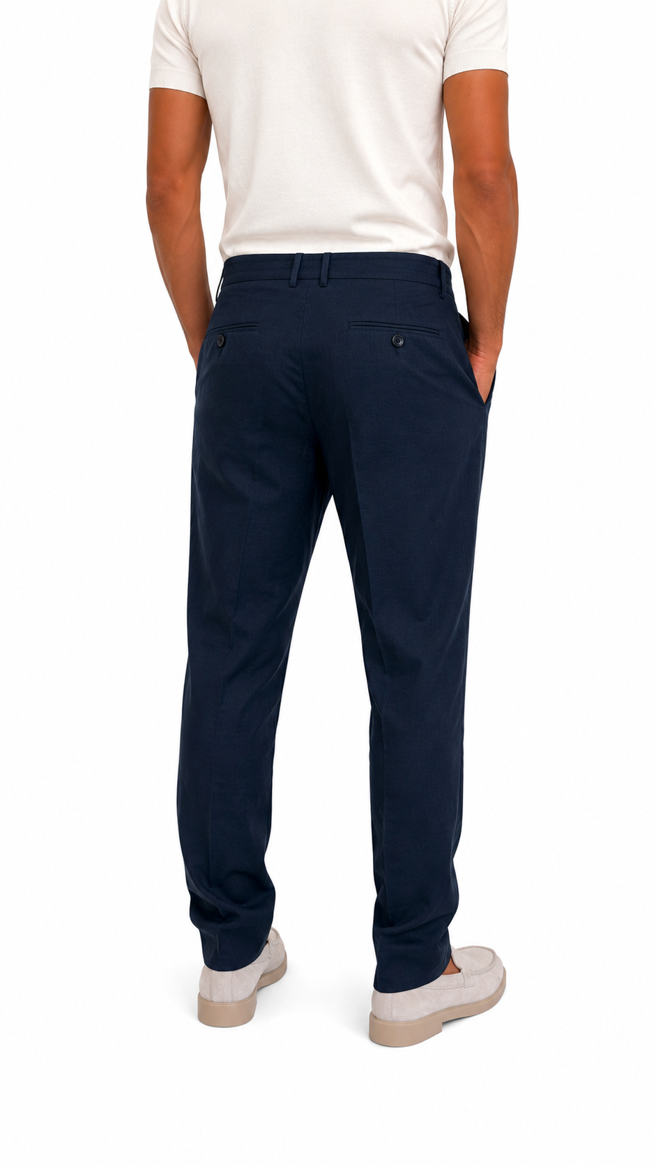 PANTALONE IN LINO BLU
