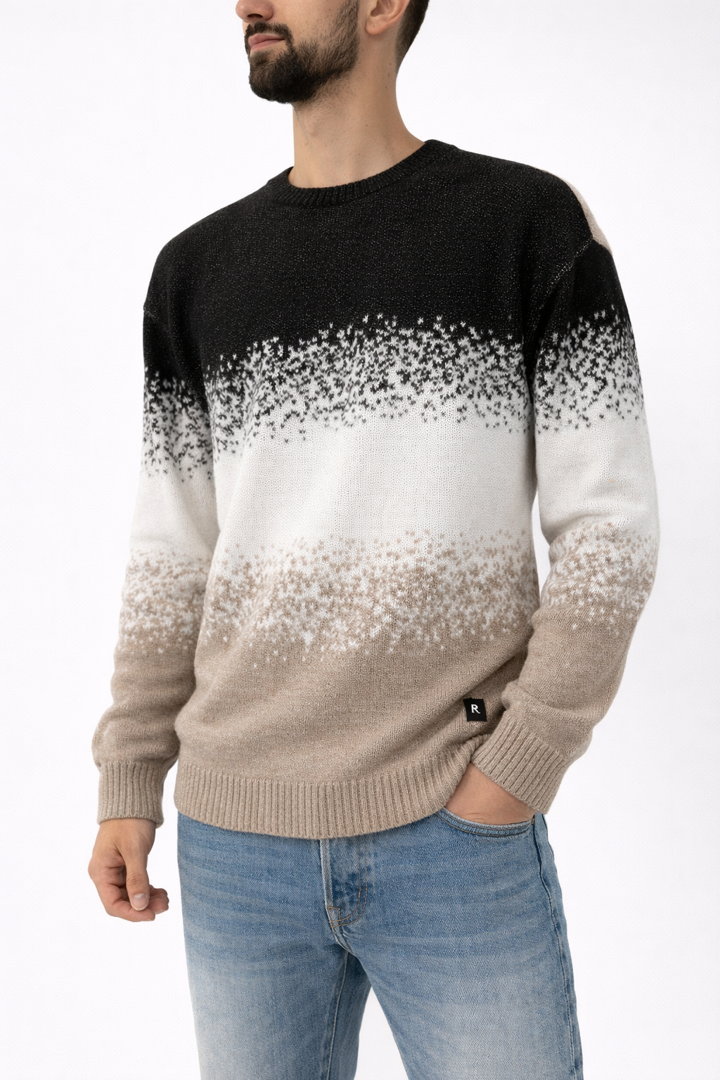 MAGLIONE GIROCOLLO CON FANTASIA SFUMATURE