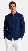 CAMICIA IN 100% LINO CON COLLO ITALIANO
