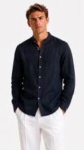 CAMICIA IN 100% LINO CON COLLO COREANO