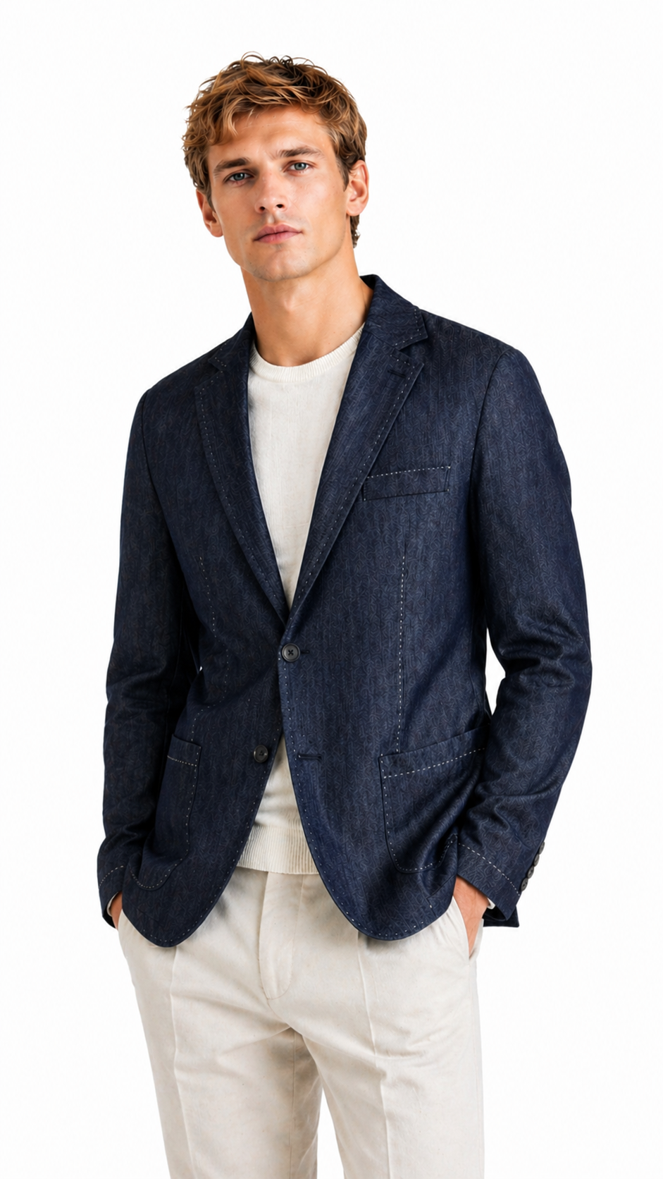 GIACCA MONOPETTO IN CHAMBRAY