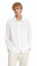 CAMICIA DI LINO CON LOGO IN METALLO 100% LINO