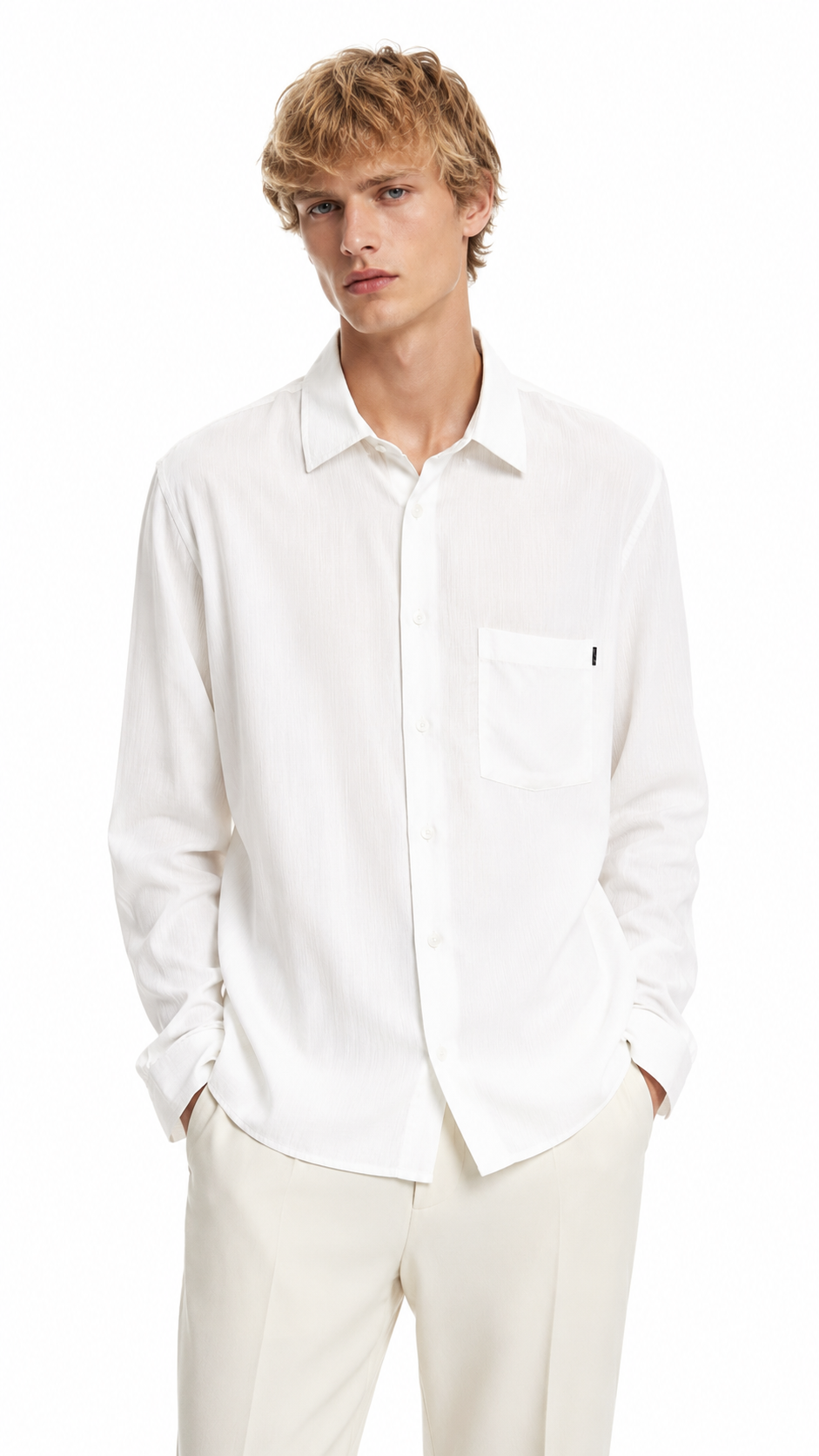 CAMICIA DI LINO CON LOGO IN METALLO 100% LINO