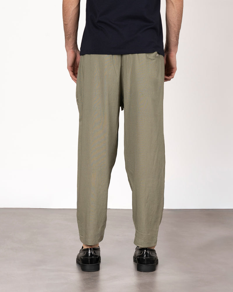 Pantalone comfort in lino con laccio