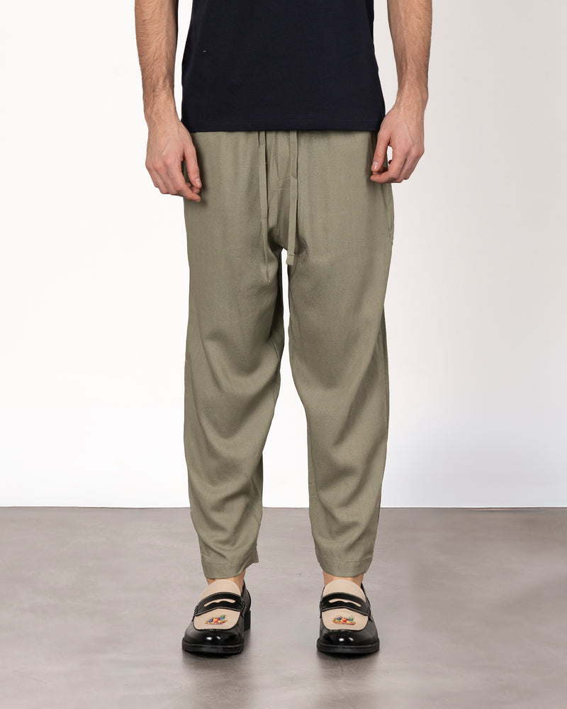 Pantalone comfort in lino con laccio