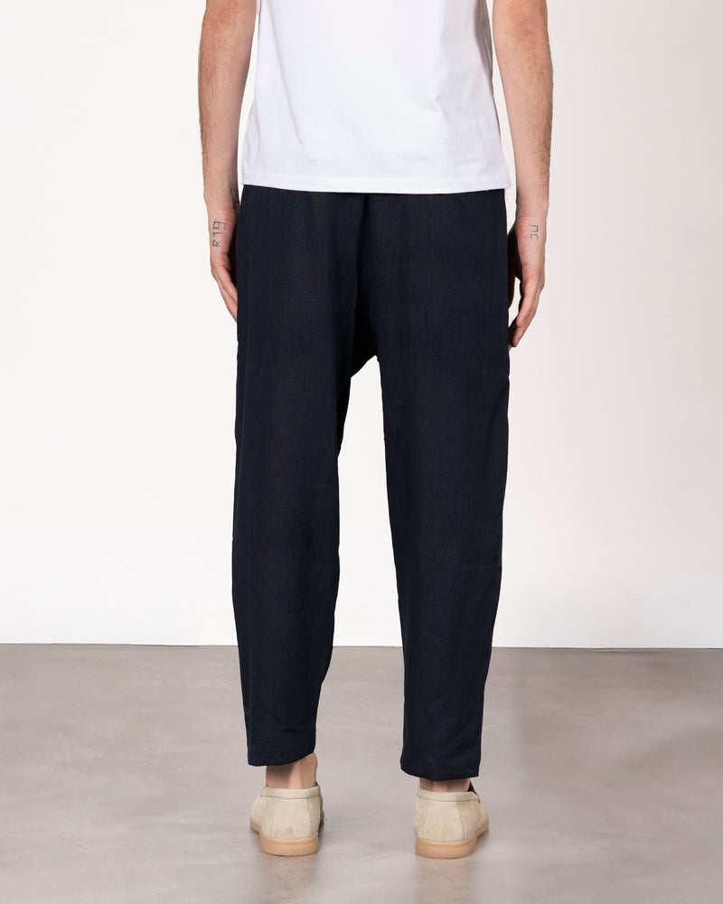 Pantalone comfort in lino con laccio